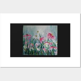 Pink and white daisies Posters and Art